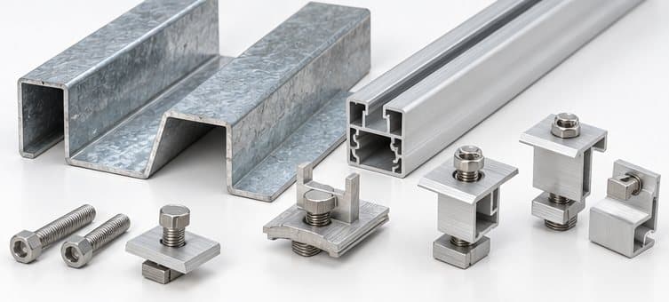 Solar Rails, Purlins & Clamps